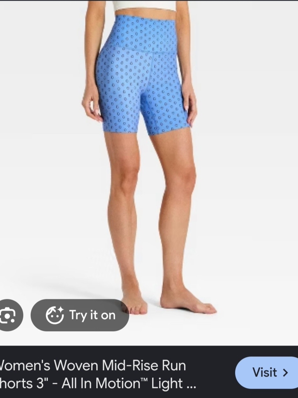 all in motion Blue Mid-Rise Printed Bike Shorts